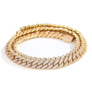 Collana Cuban Link 8mm in oro con zirconi cubici scintillanti stile Iced Out per uomo