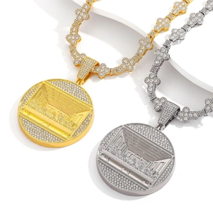 Relief détaillé de la Cène sur des pendentifs hip-hop en or et argent avec zircons