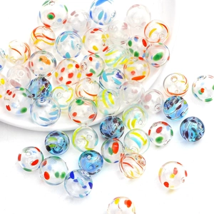 Χειροποίητες Χάντρες Lampwork από Γυαλί για Κατασκευή Κοσμημάτων DIY Στρογγυλές Χάντρες Διαχωριστικά Διάφορα Σχέδια