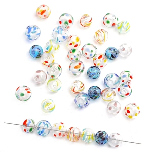 Χειροποίητες γυάλινες χάντρες lampwork με χρωματιστές ρίγες για δημιουργία κοσμημάτων