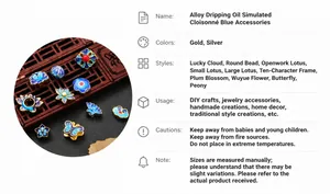 Macro view of alloy cloisonné enamel pendants for DIY traditional jewelry hairpins
