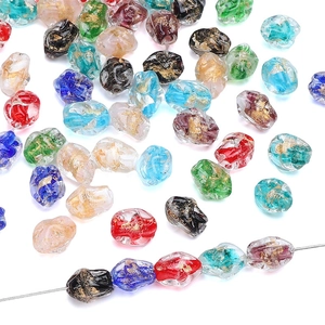 Mixed color baroque glass beads with gold foil for DIY jewelry making and necklaces