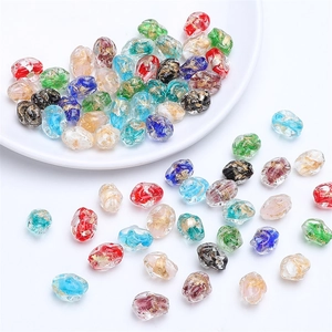 Vintage Handmade Lampwork Glass Beads With Gold Foil Irregular Shape Loose Beads For DIY Jewelry Making Accessories