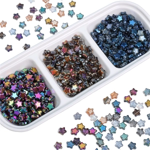 8mm colorful glass star beads with AB coating and metallic finish for DIY jewelry