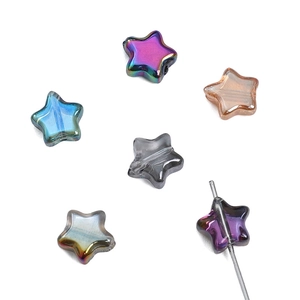 8mm colorful star shaped glass beads with AB iridescent finish for DIY jewelry crafts