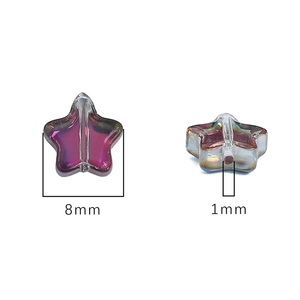 Purple 8mm iridescent star-shaped glass beads with 1mm hole for DIY jewelry making
