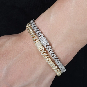 Ensemble de chaînes Cuban link 6mm en or et argent serties de pierres zircons