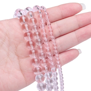 Perles en verre rose imitation jade de 4mm à 10mm pour création de bijoux DIY