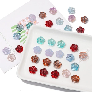 Handmade 14mm cherry blossom glass flower beads for DIY jewelry making in various colors
