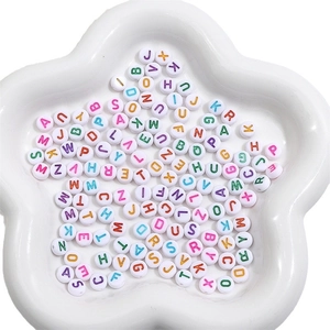 4x7mm white acrylic alphabet beads with colorful letters for DIY jewelry making