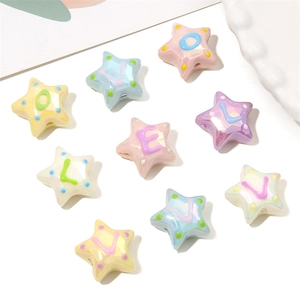 Künstliche Perles Lettres Étoile Acrylique Perlé Coloré Motifs Alphabet Aléatoire Pour DIY Fabrication De Bijoux Bracelet Collier Mignon