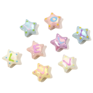 Perles étoiles en acrylique colorées avec lettres pour bijoux DIY et bracelets faits main