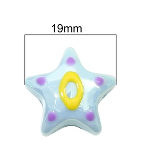Perles étoile de mer 19mm en acrylique bleu clair avec points violets pour bijoux
