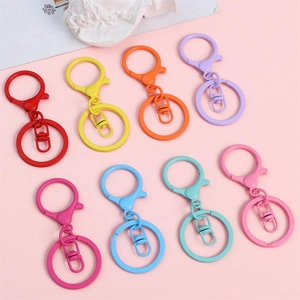 Metal Lobster Clasp Key Ring Set Candy Color Painted DIY Jewelry Making Findings Swivel Hook Keychain For Bags Accessory