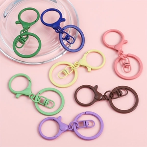 Colorful candy matte painted metal swivel lobster clasp keychain set for DIY accessories