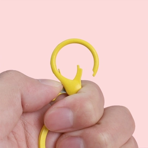 Bright yellow metal spring gate ring connector for DIY keychains and bag accessories