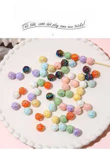 Close-up of iridescent acrylic rose-textured beads for DIY jewelry making