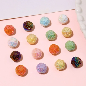 Acrylic Iridescent Loose Beads Weaving Ball Shape Flower Texture Pearlescent DIY Jewelry Making Spacer Beads For Bracelet