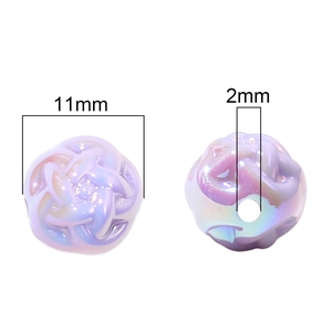 Colorful 11mm iridescent acrylic flower bead for DIY jewelry making with 2mm hole