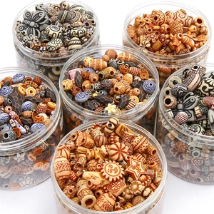 Macro shot of vintage baroque acrylic beads in various shapes for DIY jewelry making