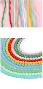 Macro-opname van kleurrijke 4mm glazen kralen voor DIY sieraden en halskettingen