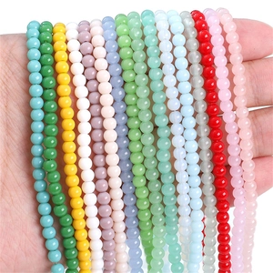 Handheld 4mm colorful glass imitation jade round beads for DIY jewelry making
