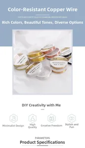 Détail de fils de cuivre pour bijoux DIY en diverses couleurs sur soie blanche