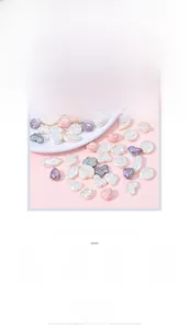 Detailed macro view of colorful baroque faux mother-of-pearl loose beads for DIY jewelry