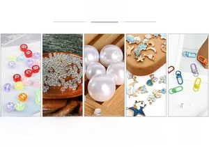Macro detail of assorted baroque imitation pearls and acrylic alphabet beads for jewelry DIY