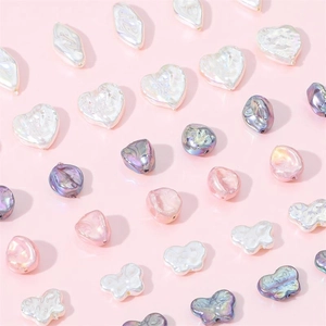 Baroque Style Iridescent Faux Mother-Of-Artificial Pearl Loose Beads For DIY Jewelry Making Acrylic Pearlescent Multi Shapes