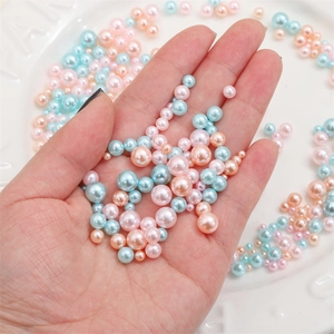 Mezcla de perlas ABS de colores azul, rosa y naranja para crear joyas y manualidades DIY