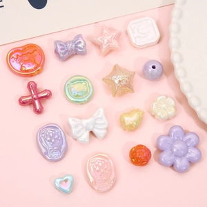 Acrylic Iridescent Pearlescent Mixed Beads Heart Bow Knot Flower Star Shapes For DIY Jewelry Making Phone Case Accessories Handmade Craft