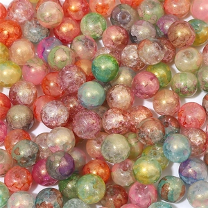 Cuentas de vidrio marmoleado con purpurina dorada para la creación de joyas DIY