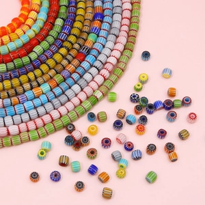 Perles de citrouille en verre Millefiori 6mm faites à la main pour colliers DIY vintage