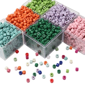 Macro shot of colorful acrylic cylinder spacer beads for DIY jewelry and hair accessories