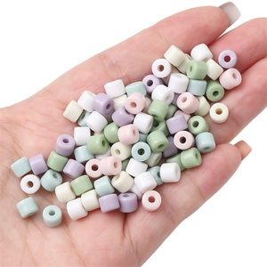 Colorful macaron acrylic cylinder loose beads for DIY handmade jewelry and hair ties