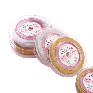 Détail du fil à bijoux Sakulux 100m en acier inoxydable 1x7 brins gainé de nylon doré et argent