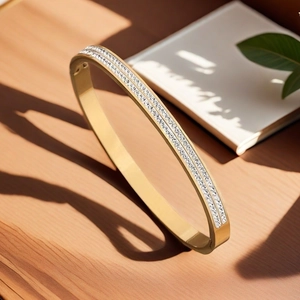 Bracciale Rigido in Acciaio Inossidabile con Doppia Fila di Strass per Donna Uomo Bracciale a Polsino Geometrico Lucido a Goccia d'Acqua Gioielli di Moda Regalo