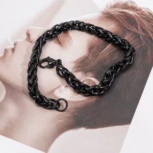 6mm black stainless steel dragon bone chain bracelet for men, waterproof and colorfast finish