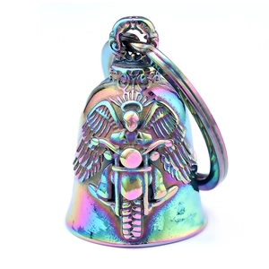 Pendaglio campanello moto con finitura arcobaleno e design di angelo motociclista
