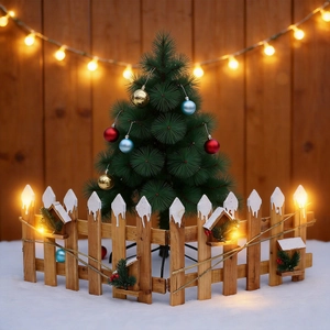 Décoration De Clôture En Bois Pour Sapin De Noël Piquet En Bois Pliable Effet Neige Bordure De Jardin Paysage Décoratif