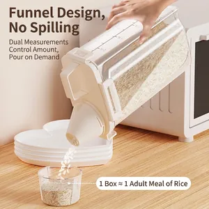 2.0L airtight food storage container for grains with measuring cup and funnel spout