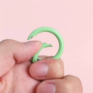 Light green 30mm round spring ring hook with spray painted metal for DIY keychains