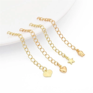 14K 18K Gold Plated Color Retention Copper Extender Chain For Necklace Bracelet Heart Star Rose Pendant Jewelry Findings