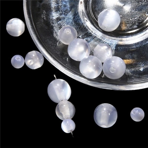 Translucent white resin cat-eye beads with round hole for DIY jewelry making