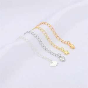 14K gold filled extension chains in four colors with heart and star charms for DIY jewelry