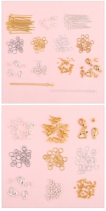 Makroaufnahme von 14k goldgefüllten Karabinerverschlüssen und Ringen für DIY-Schmuck