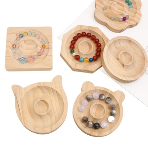 Vassoio Espositore per Gioielli in Legno Massiccio Design per Bracciali Piastra di Conservazione Perline Legno di Pino