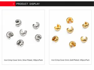 Detailweergave van 3mm gouden en zilveren ijzeren knijpkralen voor DIY sieraden