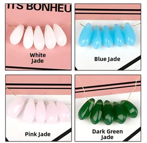 Water-drop Czech glass beads in white, blue, pink, and deep green for DIY jewelry making